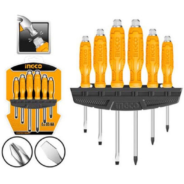 Ingco HSGTDC180601, 6Pcs Professional Tool Set, Orange