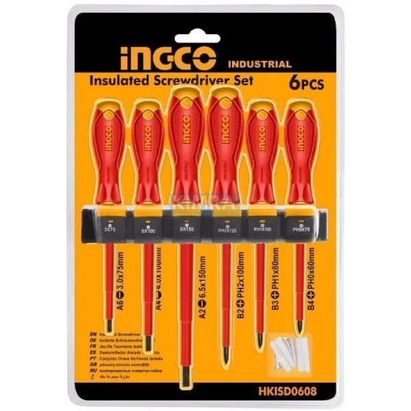 Ingco HKISD0608, 6Pcs Professional Tool Set, Red