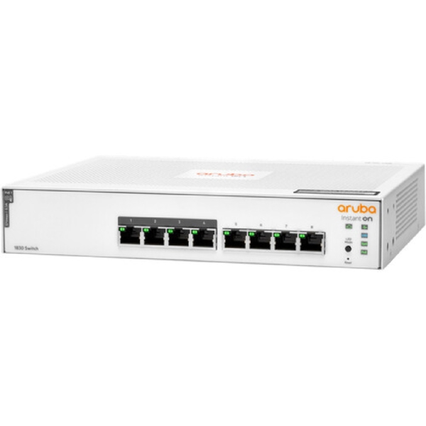 სვიჩი Aruba JL811A Instant On 1830, 8-Port Gigabit, PoE+ Switch, White