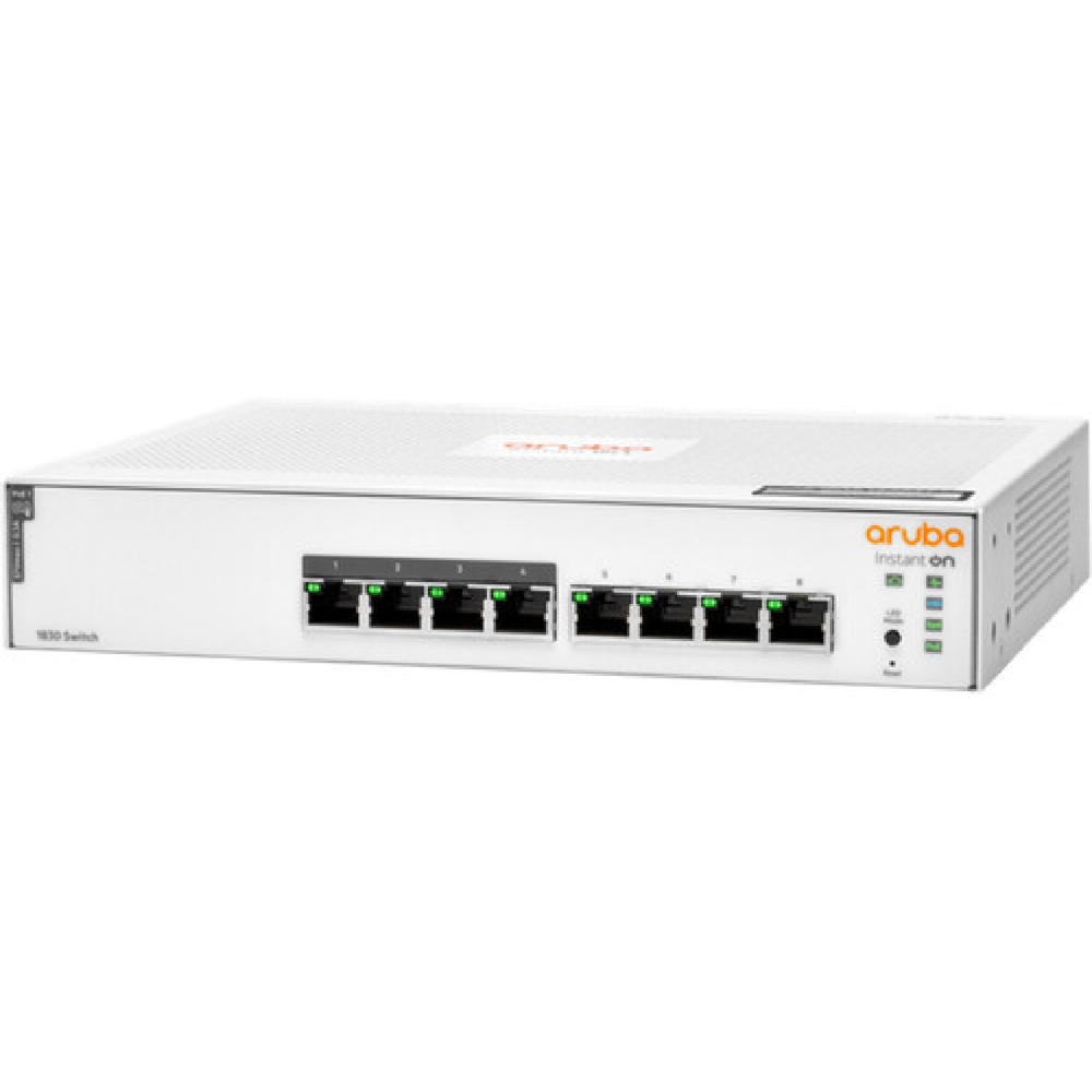Aruba JL811A Instant On 1830, 8-Port Gigabit, PoE+ Switch, White