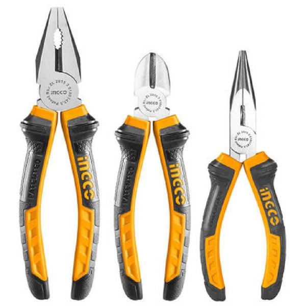 ხელსაწყოების ნაკრები Ingco HKPS08318, 3Pcs Professional Tool Set, Black/Orange