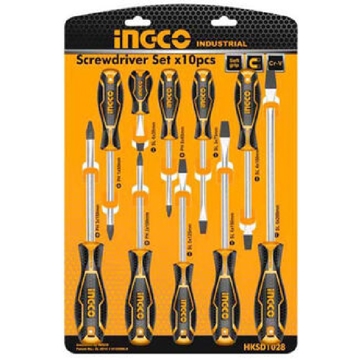 Ingco HKSD1028, 10Pcs Professional Tool Set, Black/Orange