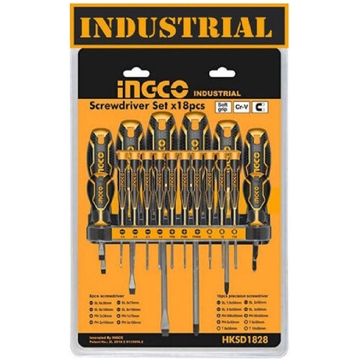 ხელსაწყოების ნაკრები Ingco HKSD1828, 18Pcs Professional Tool Set, Black/Orange