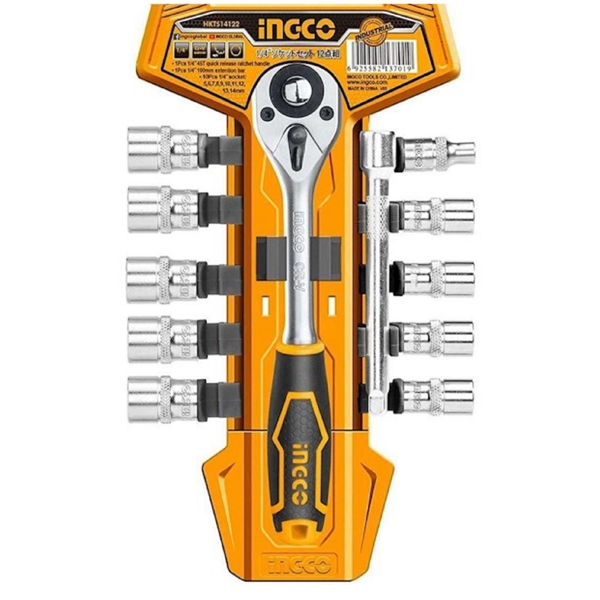 Ingco HKTS14122, 12Pcs Professional Tool Set, Black/Orange