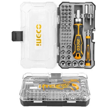 ხელსაწყოების ნაკრები Ingco HKSDB0558, 55Pcs Professional Tool Set, Black/Orange