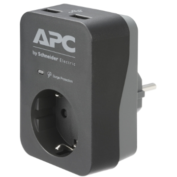 ადაპტერი APC PME1WU2B-GR Essential, 1 Socket, USB-A, Black