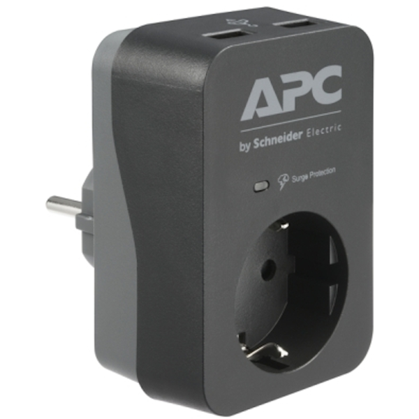 ადაპტერი APC PME1WU2B-GR Essential, 1 Socket, USB-A, Black