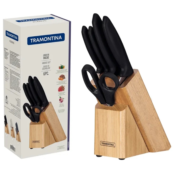 Tramontina 23498/015 Plenus, 6Pcs, Knife Set, Black