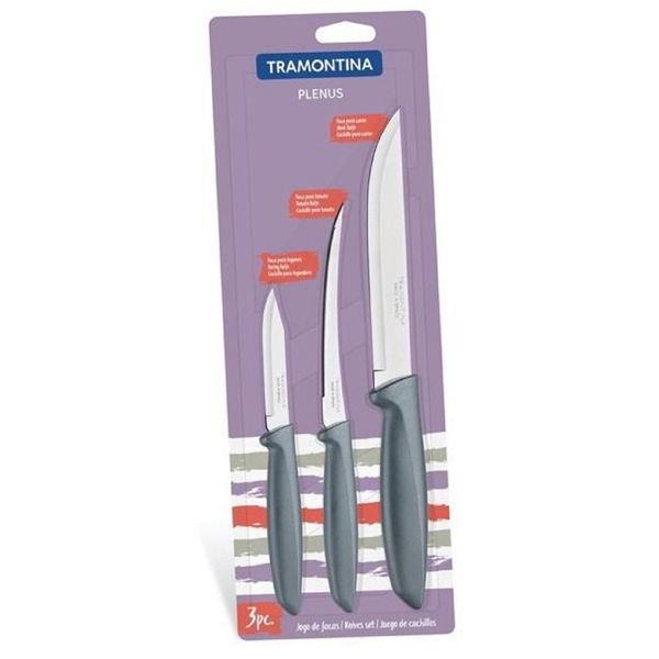 დანების ნაკრები Tramontina 23498/613 Plenus, 3Pcs, Knife Set, Grey