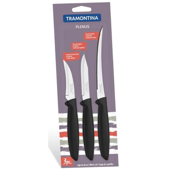 Tramontina 23498/012 Plenus, 3Pcs, Knife Set, Black