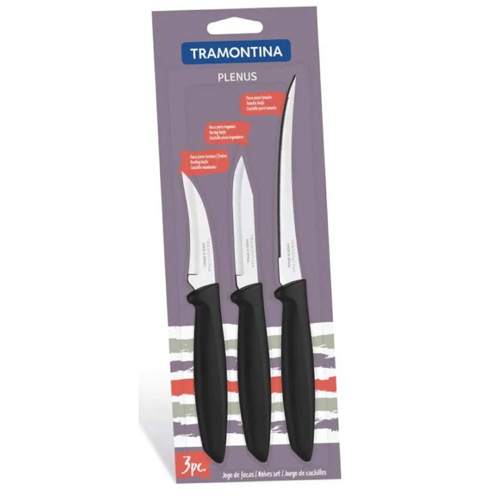 დანების ნაკრები Tramontina 23498/012 Plenus, 3Pcs, Knife Set, Black