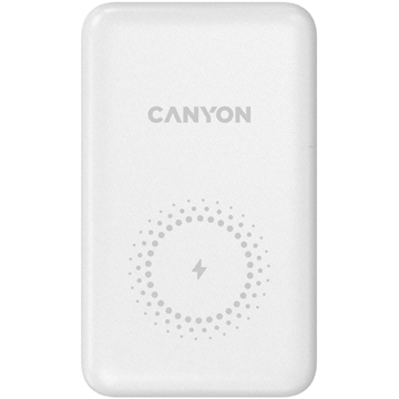 პორტატული დამტენი Canyon CNS-CPB1001W, 10000mAh, USB-C, USB-A, Power Bank, White