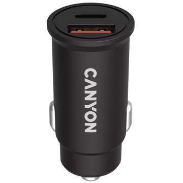 მანქანის დამტენი Canyon CNS-CCA20B03, 30W, USB, Type C, Black