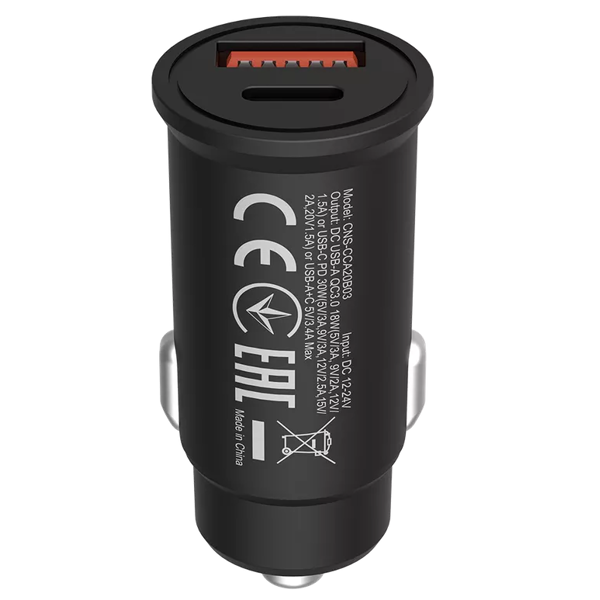 მანქანის დამტენი Canyon CNS-CCA20B03, 30W, USB, Type C, Black