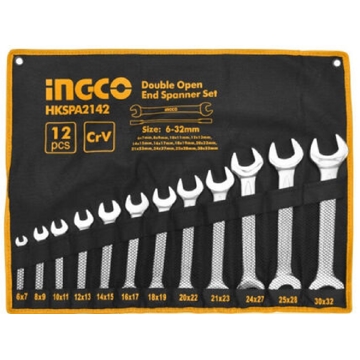 Ingco HKSPA2142, 12Pcs Ratchet Spanner Set, Silver