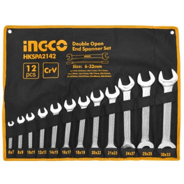 Ingco HKSPA2142, 12Pcs Ratchet Spanner Set, Silver