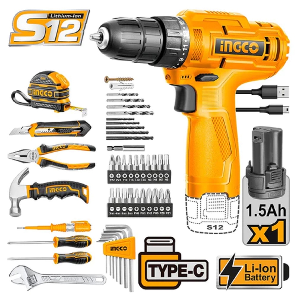 ხელსაწყოების ნაკრები Ingco HKTHP10891, 89Pcs Professional Tool Set, Orange