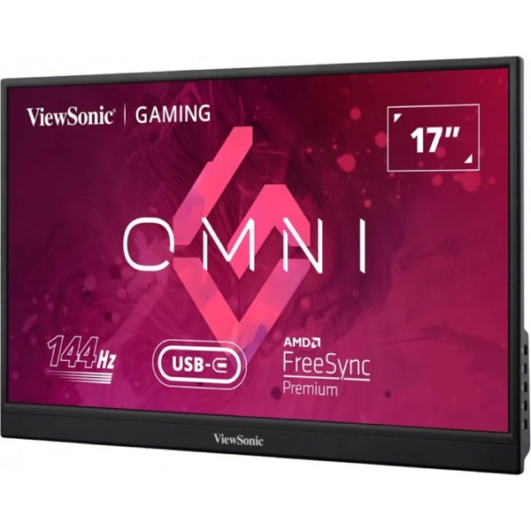 პორტატული მონიტორი ViewSonic VX1755, 17", Portable Gaming Monitor, FHD, IPS, HDMI, USB-C, DP, 3.5mm, Black/Silver