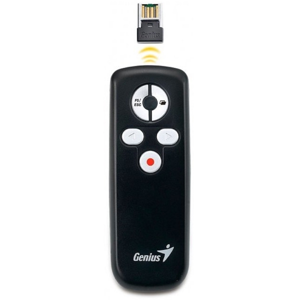 Genius 31090015100 Media Pointer 100, Wireless, 2.4 GHz, 10m, Black