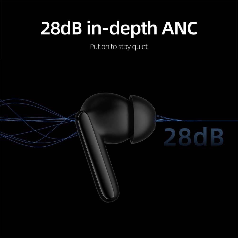 ყურსასმენი QCY 6957141408544 T13 II, Earbuds, Wireless, Bluetooth, Black