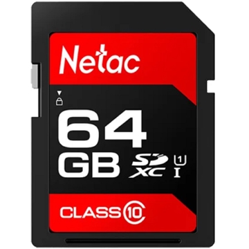 მეხსიერების ბარათი Netac NT02P600STN-064G-N, 64GB, SDXC, C10, UHS-I, U1, Black/Red