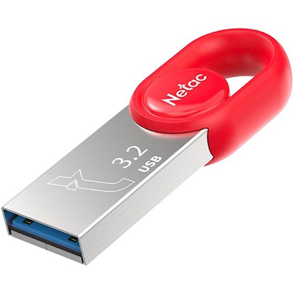 Netac NT03UM2N-128G-32RE, 128GB, USB 3.2, Silver/Red