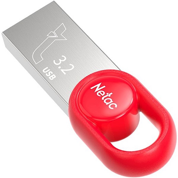 Netac NT03UM2N-128G-32RE, 128GB, USB 3.2, Silver/Red