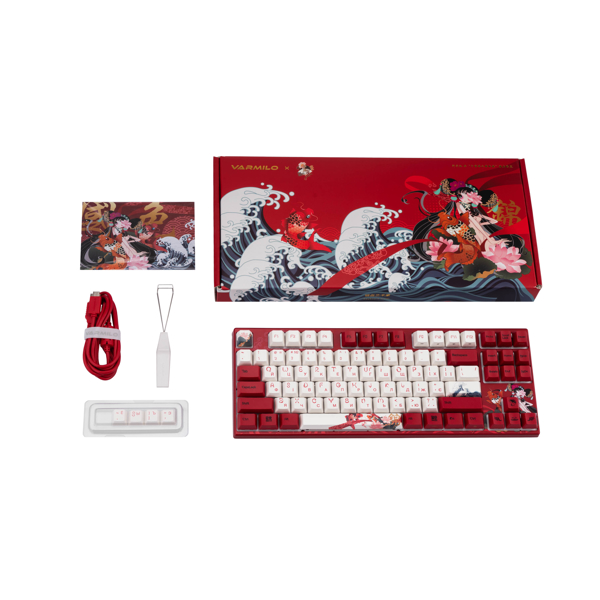 კლავიატურა Varmilo VEM87 Koi, EC V2 Sakura, Wired, USB, Keyboard, White/Red