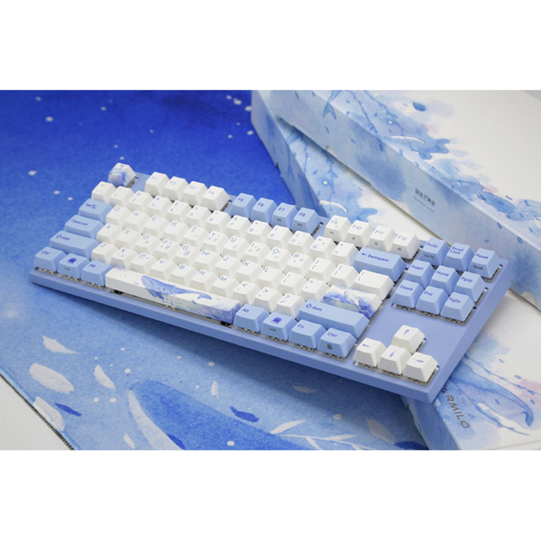 კლავიატურა Varmilo VEM87 Sea Melody, EC V2 Rose, Wired, USB, Gaming Keyboard, White/Blue