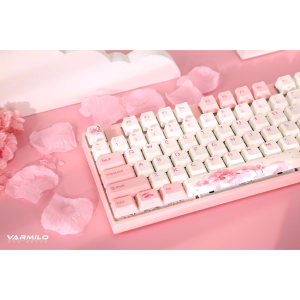 Varmilo A33A042B0A3A17A036 VEM87 Sakura, EC Rose V2, Wired, USB, Keyboard, Pink/White