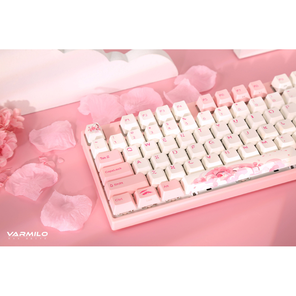 კლავიატურა Varmilo VEM87 Sakura, EC Rose V2, Wired, USB, Keyboard, Pink/White
