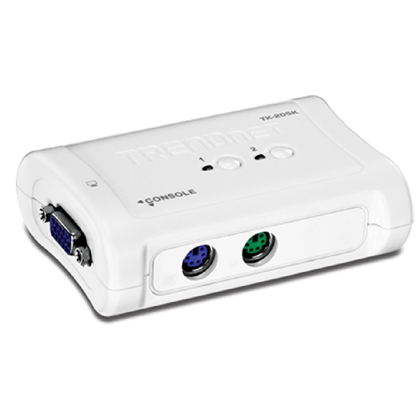 Trendnet TK-205K, 2-Port, Switch, White