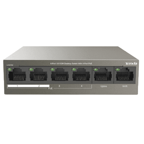 Tenda TEF1106P-4-63W, 6 Port, POE + Switch, Gray