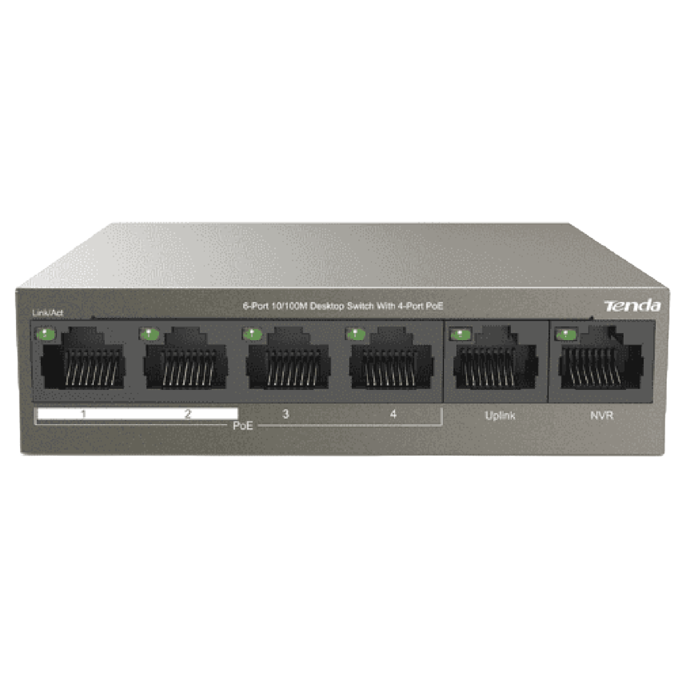 სვიჩი Tenda TEF1106P-4-63W, 6 Port, POE + Switch, Gray