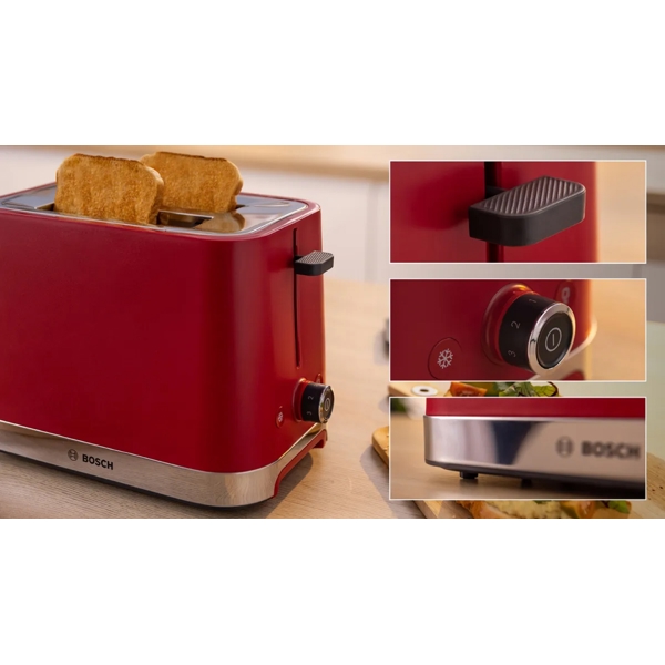 Bosch TAT4M224, 950W, Toaster, Red