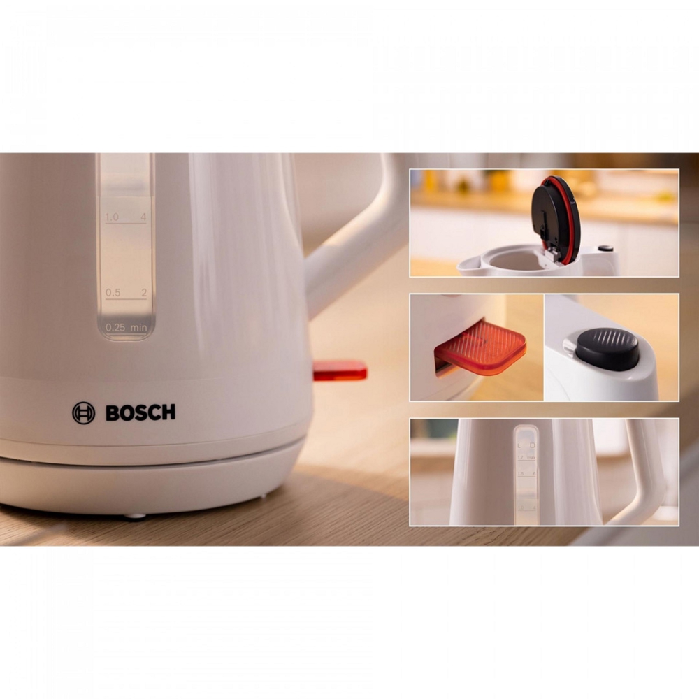 Bosch TWK1M121, 2400W, 1.7L, Electric Kettle, White