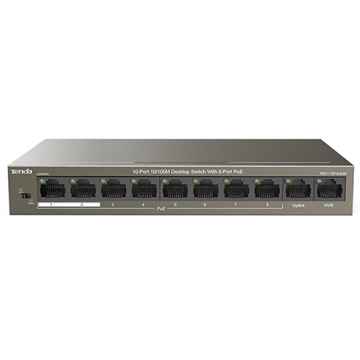 სვიჩი Tenda TEF1110P-8-63W, 10 Port, POE + Switch, Gray