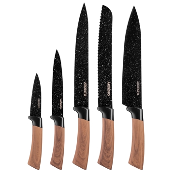 დანების ნაკრები Ardesto AR2105BWD Midori, 5Pcs, Knife Set, Black/Brown