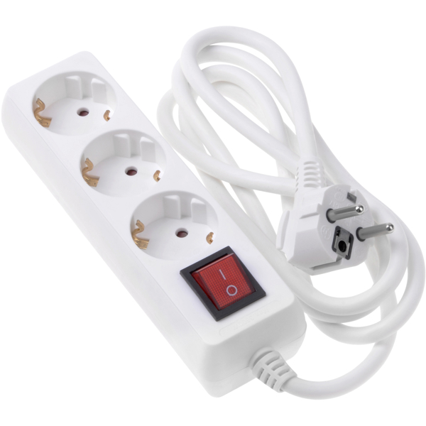 დენის გამანაწილებელი 2E 2E-U03ESM1.5, 3 Socket, 1.8m, White