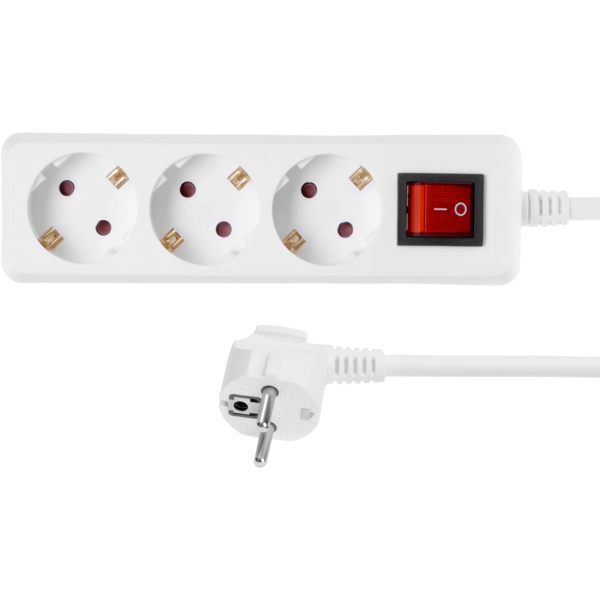 დენის გამანაწილებელი 2E 2E-U03ESM1.5, 3 Socket, 1.8m, White