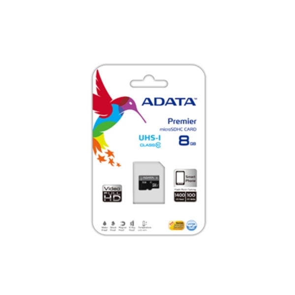 მეხსიერების ბარათი ADATA Premier UHS-I 16 GB, MicroSDHC, Flash memory class 10, No