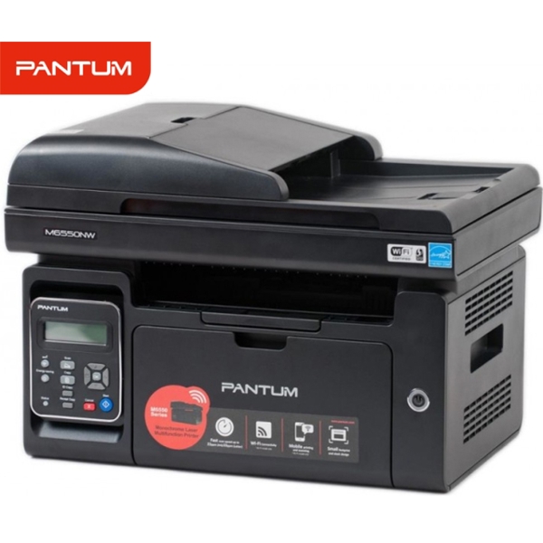 პრინტერი Pantum M6550NW A4 Multifunction Laser Printer MFP 22ppm (A4) / 600 MHz / 128mb /USB 2.0 Hi-Speed; 100base-txEthernet; WiFi 802.11b/g/n; Print/Copy/Scan 20,000 pages