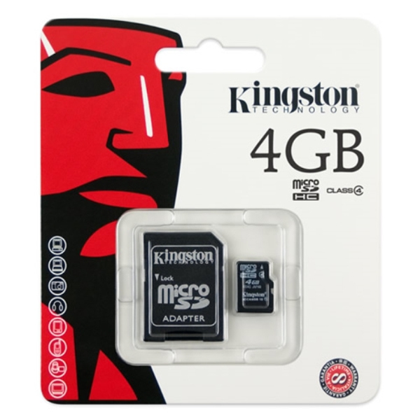 KINGSTON microSD 4GB Class4+adaptor