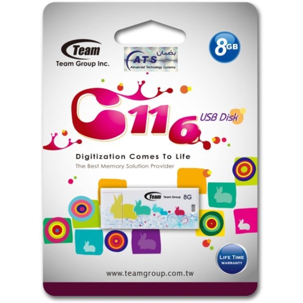 TEAM C116 DRIVE 8GB WHITE  RETAIL Type 1