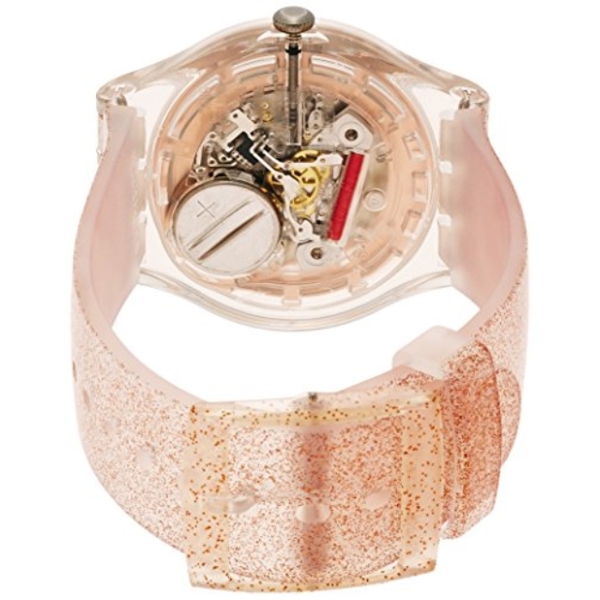 Swatch Glistar Pink Gold Dial Pink Silicone Ladies Watch SUOK703