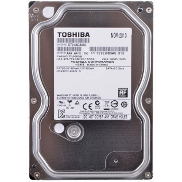  HDD SATA 3.5" 500GB TOSHIBA DESKTOP DT01ACA050  7200RPM 32MB 6GBS