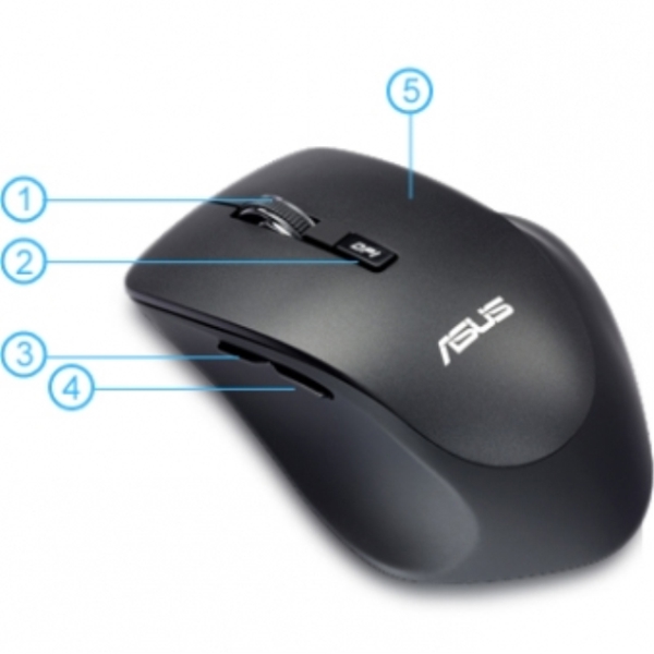  მაუსი Asus WT425, OPTICAL, WIRELESS, BLACK