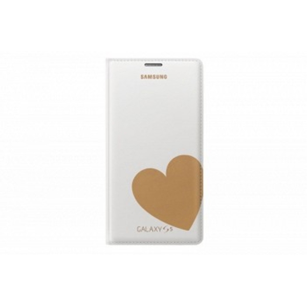 MOBILE CASES SAMSUNG SAMSUNG GALAXY S5  FLIP  COVER MOSCHINO HEART  WHITE GOLD