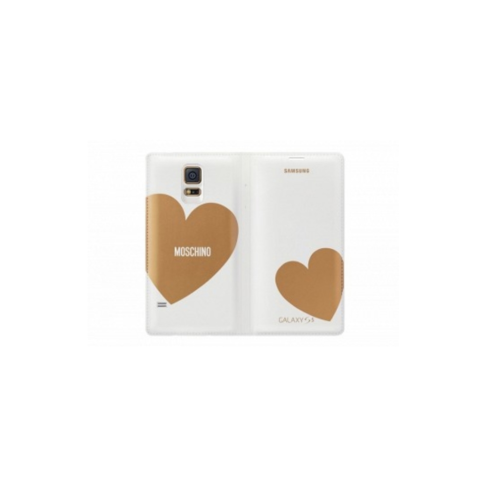 MOBILE CASES SAMSUNG SAMSUNG GALAXY S5  FLIP  COVER MOSCHINO HEART  WHITE GOLD