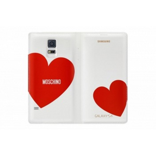 MOBILE CASES SAMSUNG SAMSUNG GALAXY S5  FLIP  COVER MOSCHINO HEART  WHITE RED